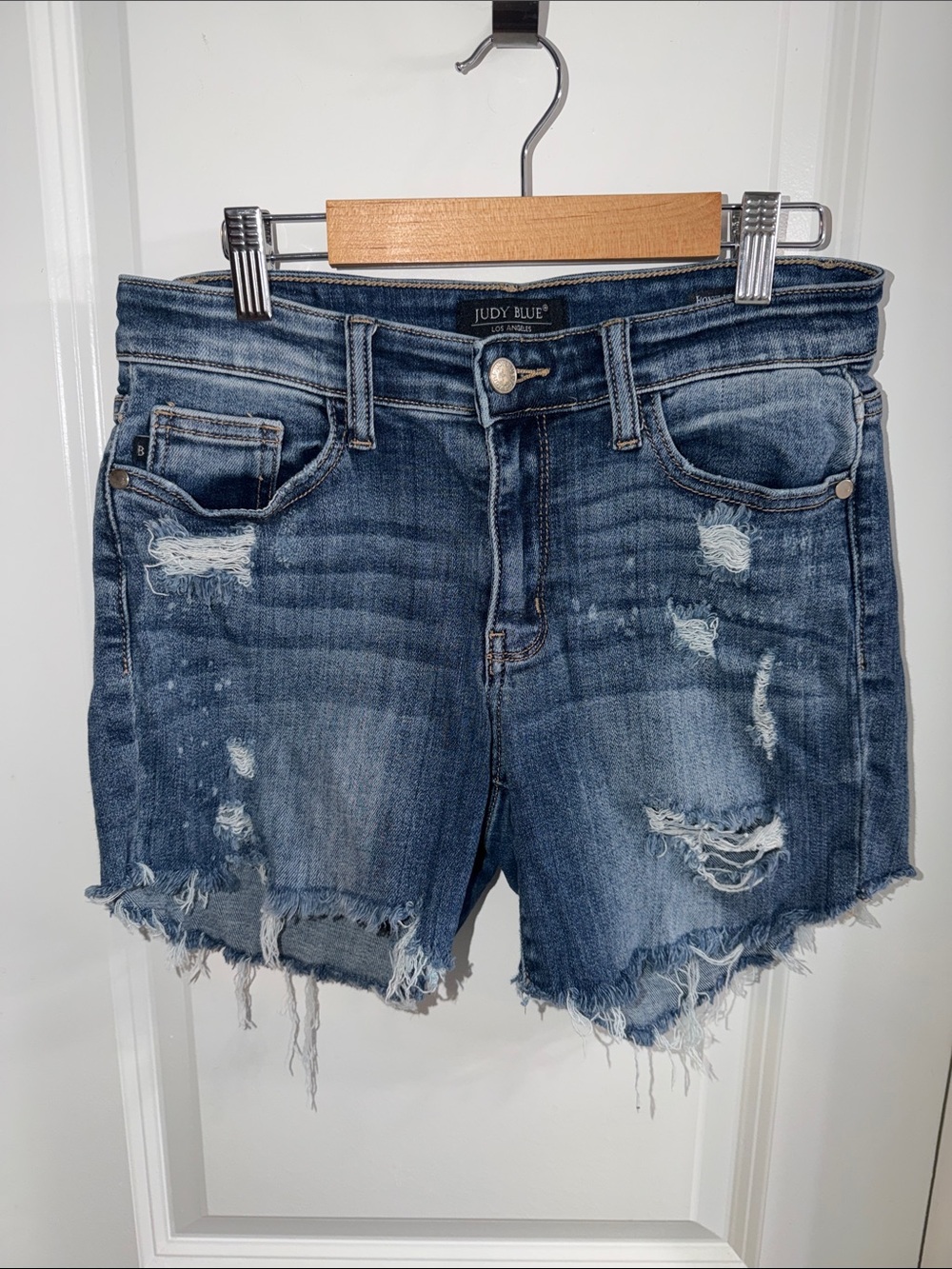 Judy Blue Frayed Distressed blue Jean Denim Shorts size 5
